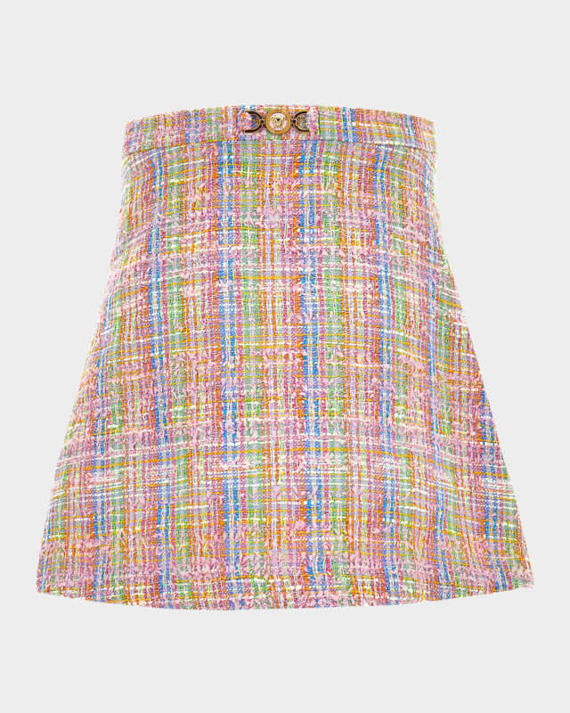 Girl's Medusa Chain Tweed Mini Skirt, Size 6-14